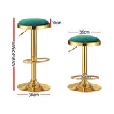 4x Artiss Bar Stools Kitchen Dining Chairs Velvet Padded Stool Green Chez Guru